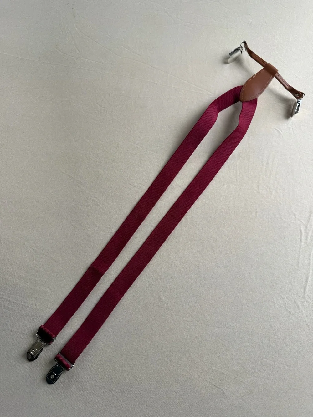 Boy Kids Burgundy Suspenders with Leather Accents (Fit my 5-6 year old)